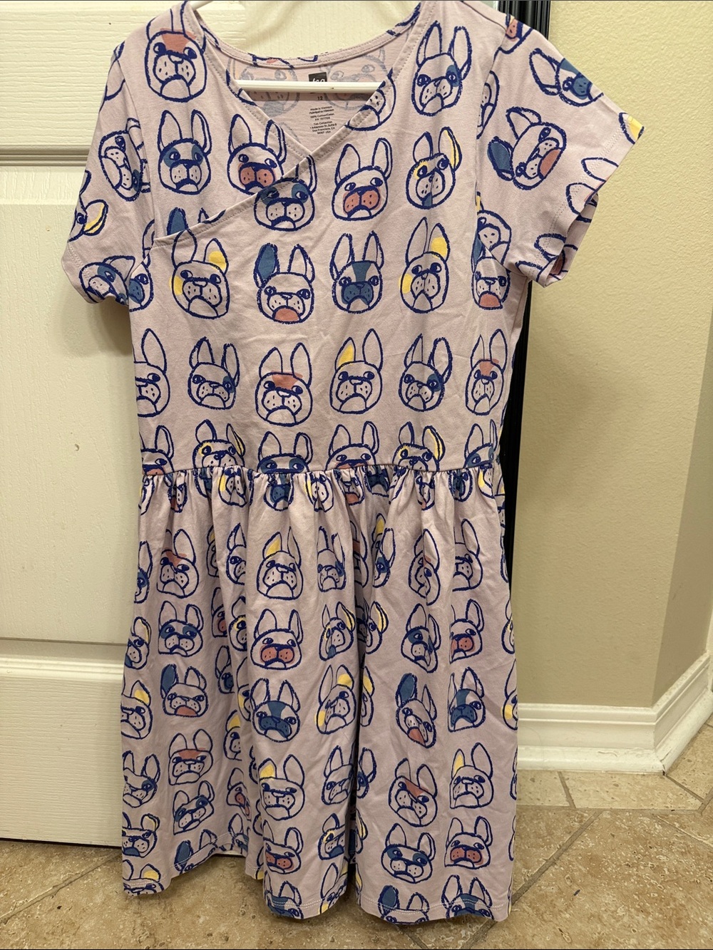 Tea Collection Cute Lavender French Bulldog Print Dress